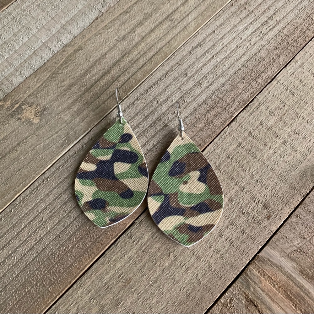 Camo Leather Earrings